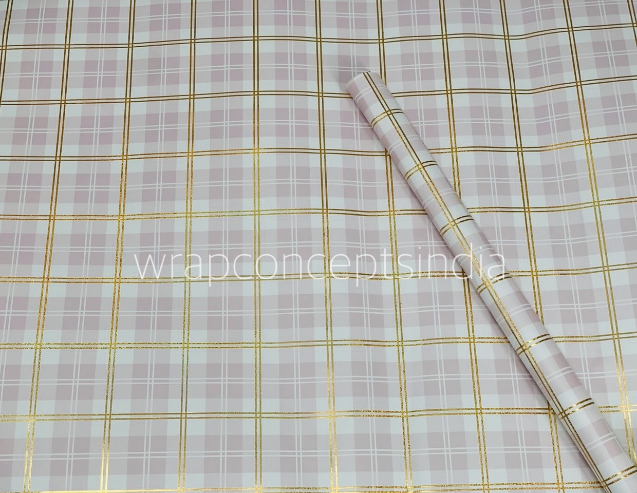 Pink & Gold Foil Plaid Gift Wrap Pink & Gold Foil Plaid Gift Wrap