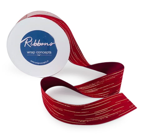 Deep Red Ribbon with Gold Pattern Deep Red Ribbon with Gold Pattern