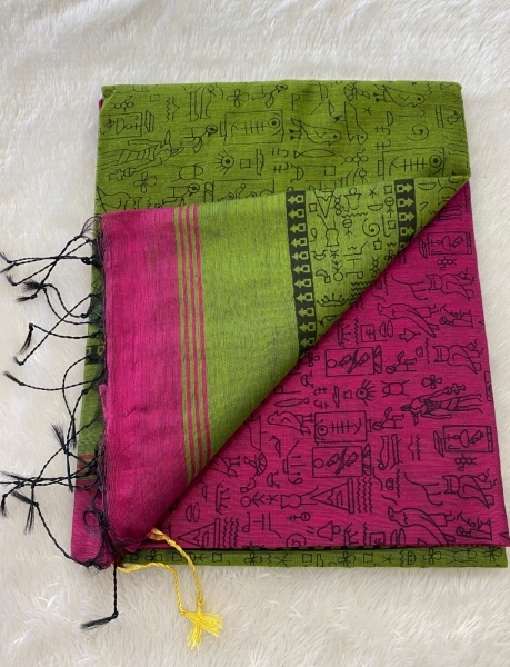 Veeksha - The Cotton Saree with Madhubani Art SWS110 Veeksha - The Cotton Saree with Madhubani Art SWS110