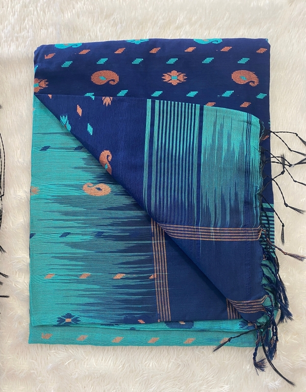 Veeksha - The Cotton Saree with Ikkat Border SWS112 Veeksha - The Cotton Saree with Ikkat Border SWS112