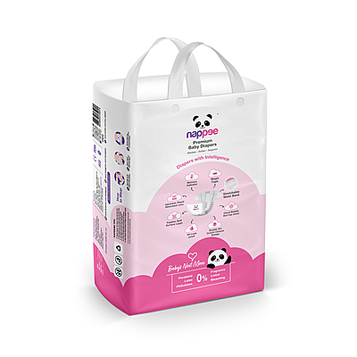Nappee Premium - Newborn Jumbo pack- Tape/ Velcro - 72pc (Upto 5kg) Nappee Premium - Newborn Jumbo pack- Tape/ Velcro - 72pc (Upto 5kg)