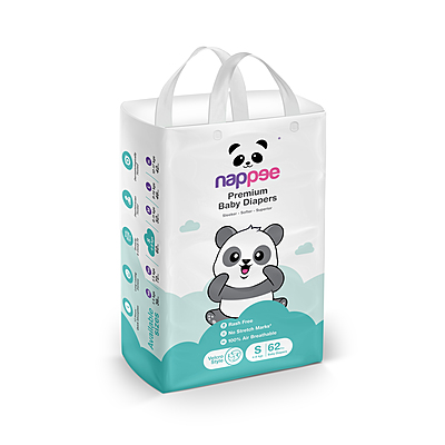 Nappee Premium - Small (Tape/ Velcro) 4to 8kg- 62pc