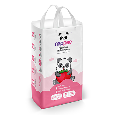Nappee - Premium Baby Diaper - Medium - 56 Pcs (Pant type /Pull-ups Type)