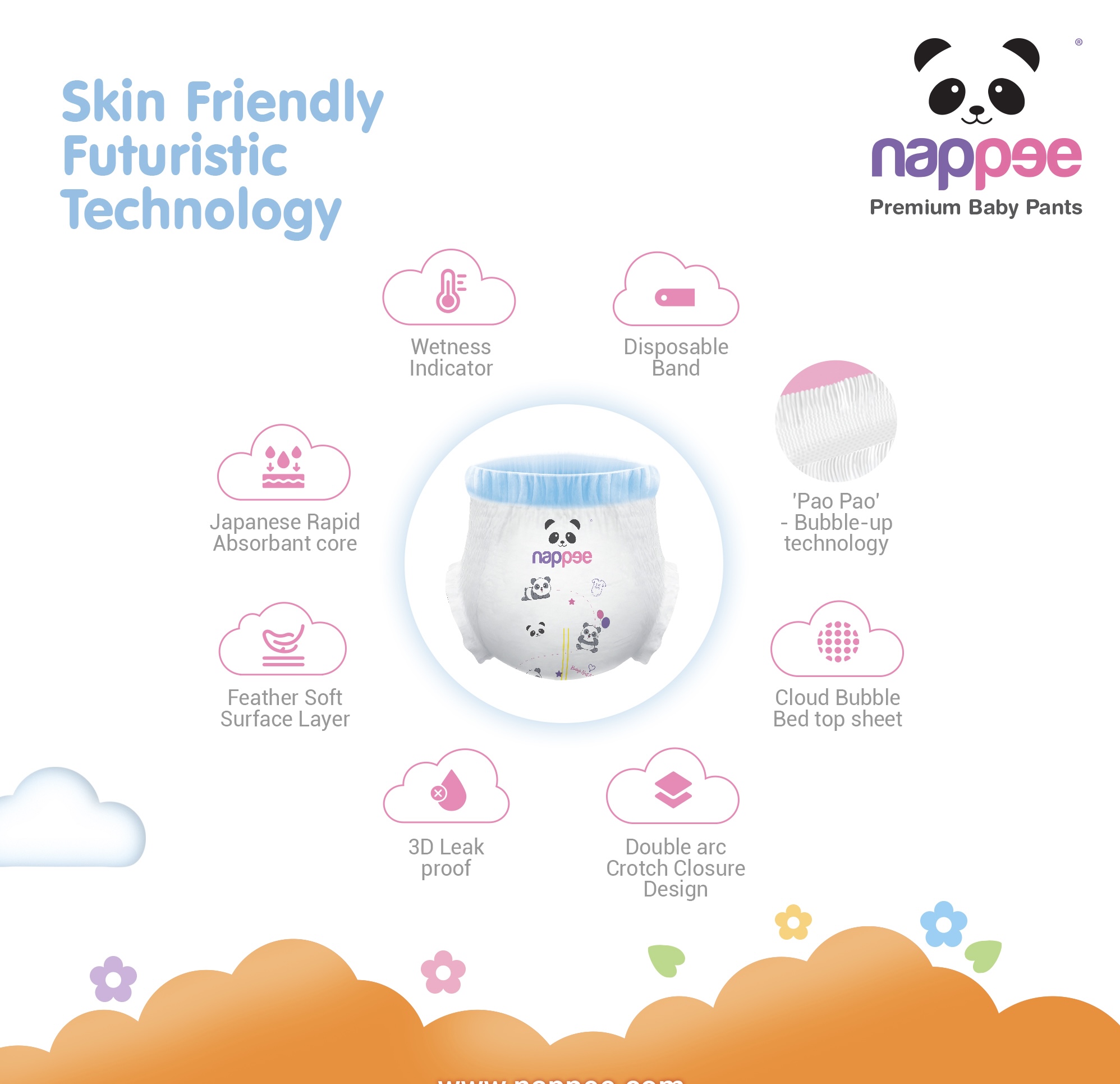 Nappee - Premium Baby Diaper - Small - 62 Pcs (Pant type /Pull-ups Type) Nappee - Premium Baby Diaper - Small - 62 Pcs (Pant type /Pull-ups Type)