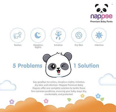 Nappee Premium - Small (Tape/ Velcro) 4to 8kg- 62pc Nappee Premium - Small (Tape/ Velcro) 4to 8kg- 62pc