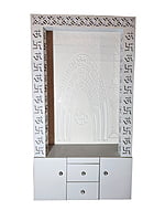 3D Corian Om Temple with WPC Jali and Drawer 3D Corian Om Temple with WPC Jali and Drawer