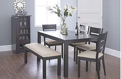 Sheesham Wood Dining Table 6 Seater | Wooden Dinning Room Furniture | 4 Chair & 2 Seater Bench (6 Seater Dining Room Set, 6 Seater Dining Room Set