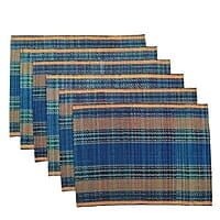 Madur Blue Base & Yellow Table Mat (Set of 6) Madur Blue Base & Yellow Table Mat (Set of 6)