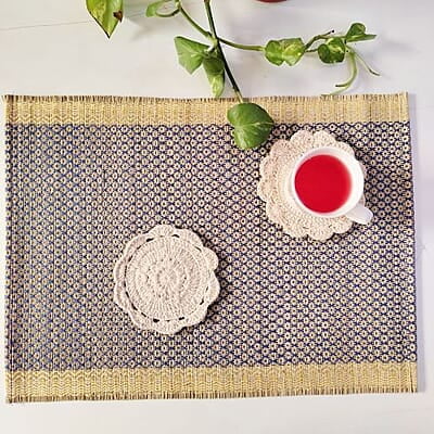 Madur Blue Honey Comb Table Mat (Set of 6)