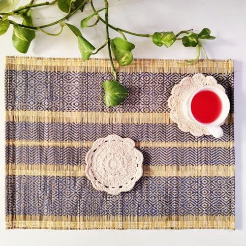 Madur Blue & Natural Table Mat (Set of 6) Madur Blue & Natural Table Mat (Set of 6)