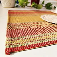 Madur Yellow Base & Red Table Mat (Set of 6)