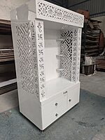 3D Corian Radha Krishna Puja Mandir With WPC Pillar & WPC Drawers 3D Corian Radha Krishna Puja Mandir With WPC Pillar & WPC Drawers