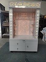 3D Corian Radha Krishna Puja Mandir With WPC Pillar & WPC Drawers 3D Corian Radha Krishna Puja Mandir With WPC Pillar & WPC Drawers