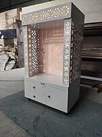 3D Corian Radha Krishna Puja Mandir With WPC Pillar & WPC Drawers 3D Corian Radha Krishna Puja Mandir With WPC Pillar & WPC Drawers