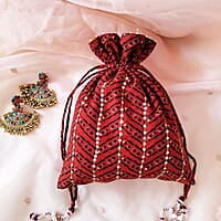 Zardozi Block Printed Potli Bag