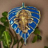 Mini Enamel Leaf Ganesh Blue color Aluminium Idol Mini Enamel Leaf Ganesh Blue color Aluminium Idol