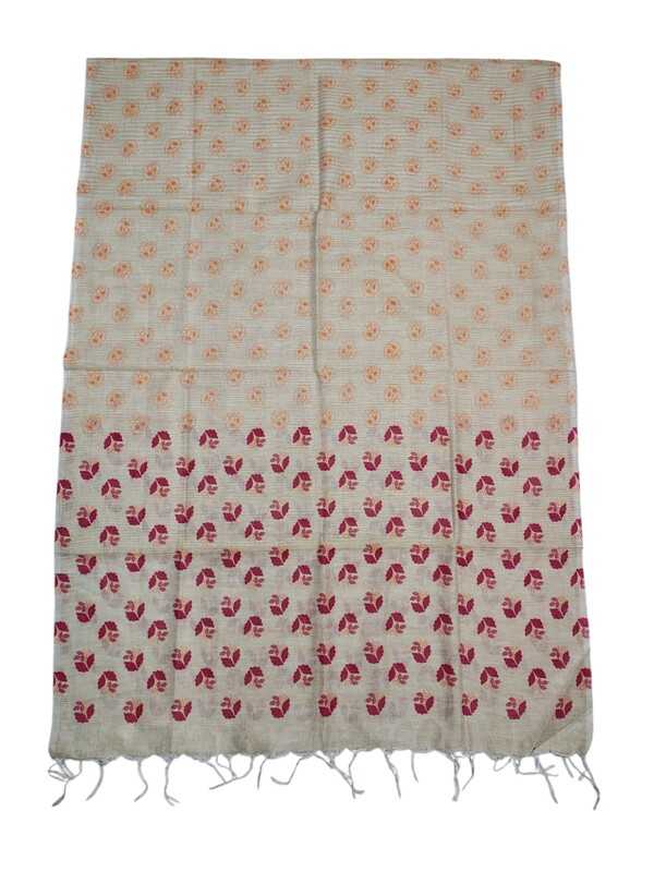Pink & Orange Unstitched Batik Print Cotton Salwar Suit Dress Material with Dupatta