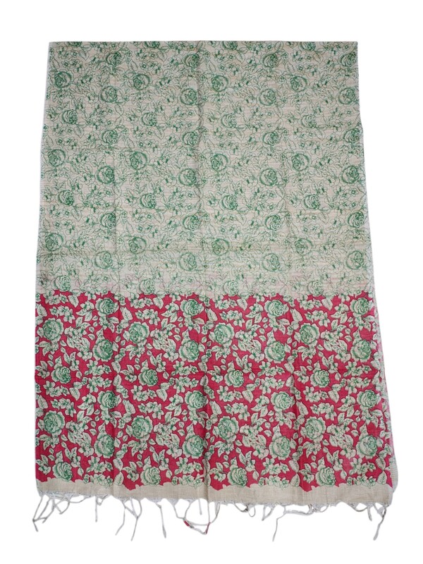 Maroon & Green Unstitched Kalamkari Print Cotton Salwar Suit Dress Material with Dupatta