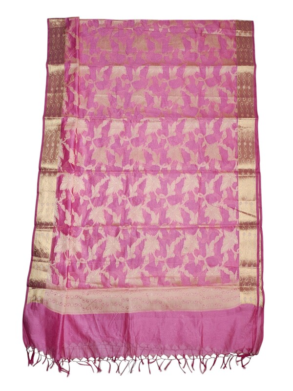 Pink Banarasi Silk Dupatta for Women