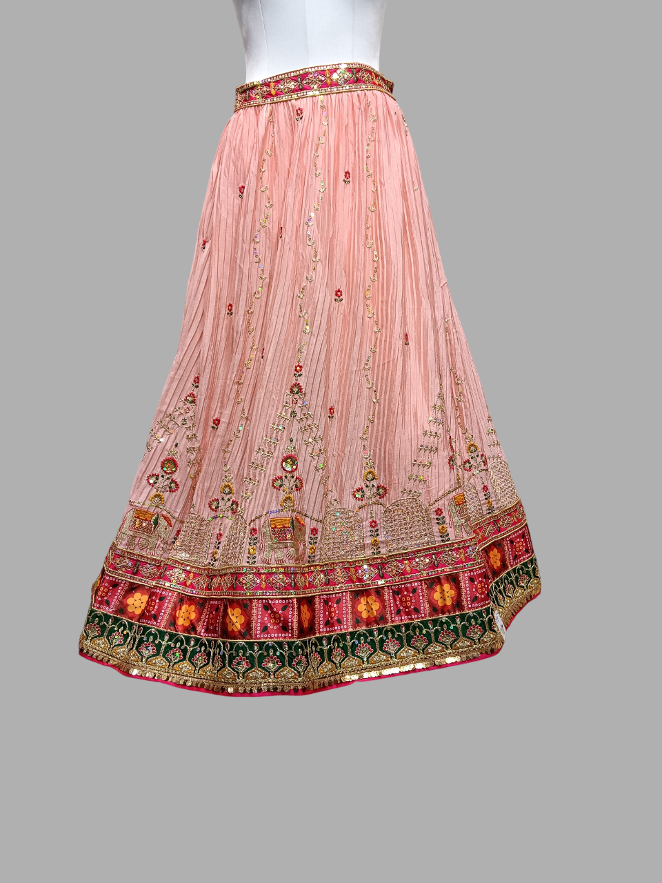 Elegant Pink Embroidered Lehenga Choli Set with Bandhani Dupatta D280 Elegant Pink Embroidered Lehenga Choli Set with Bandhani Dupatta D280