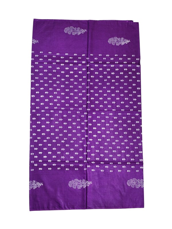Pink & Purple Unstitched Block Print Silk Salwar Suit Dress Material with Dupatta