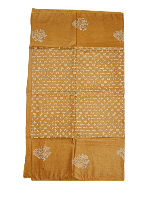Pink & Yellow Unstitched Batik Print Silk Salwar Suit Dress Material with Dupatta