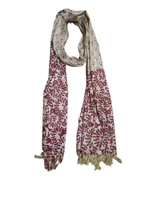 Green & Wine Kalamkari Print Cotton Silk Dupatta for Women