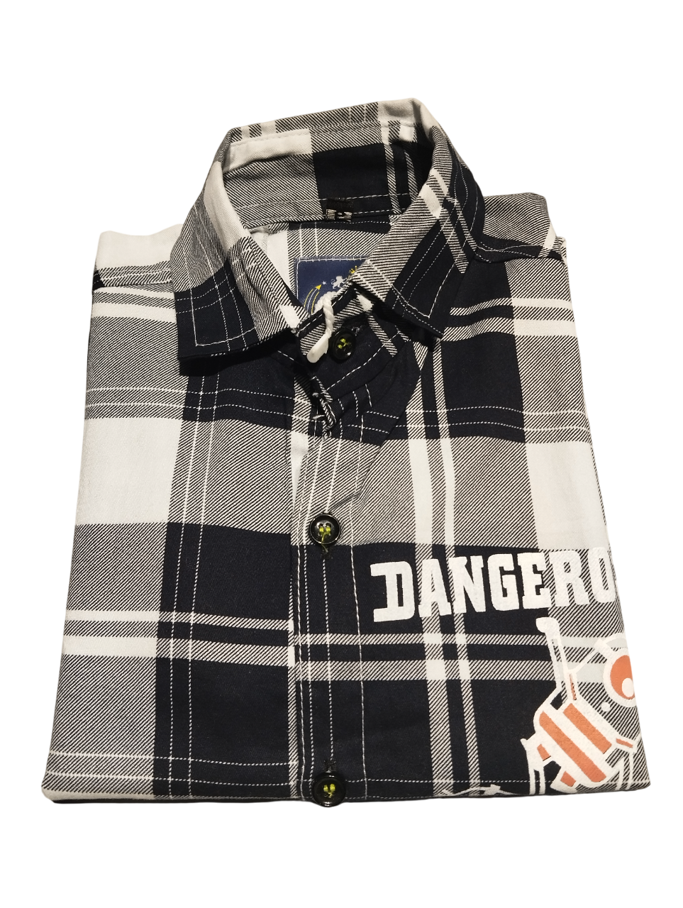 Boys Navy Blue & White Checkered Shirt D.16/8 B.5188 Boys Navy Blue & White Checkered Shirt D.16/8 B.5188