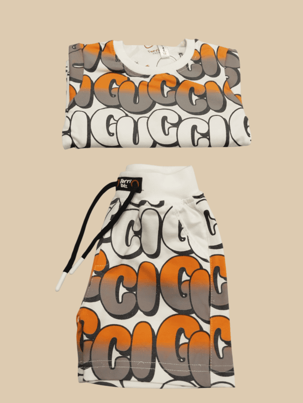 GUCCI-Inspired Print T-Shirt and Shorts D.13.7163 B.2814
