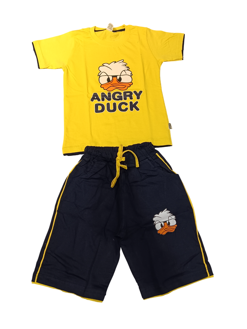 Kids "Angry Duck" Cartoon Print T-Shirt and Shorts pair D.28.515A B.2214 Kids "Angry Duck" Cartoon Print T-Shirt and Shorts pair D.28.515A B.2214