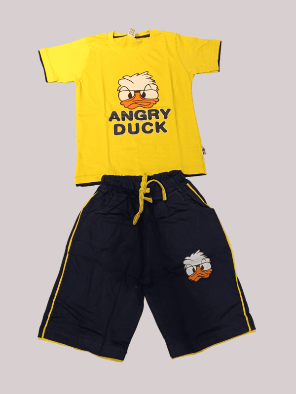Kids "Angry Duck" Cartoon Print T-Shirt and Shorts pair D.28.515A B.2214