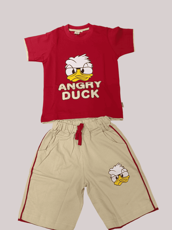 Kids "Angry Duck" Cartoon Print T-Shirt and Shorts pair D.28.515A B.2214