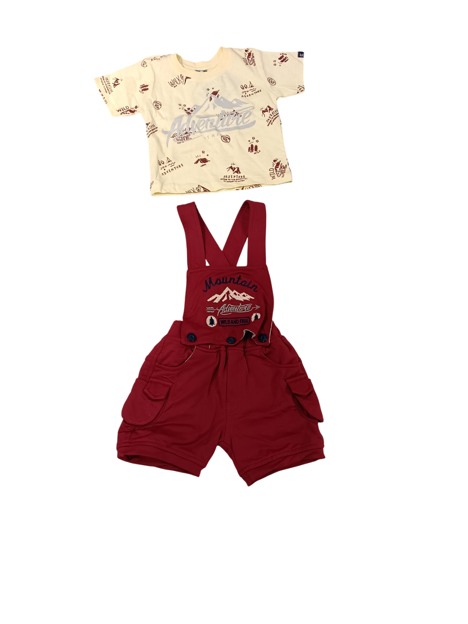 Kids' Adventure-Themed Overall Shorts Set D.40.1638 B.1451 Kids' Adventure-Themed Overall Shorts Set D.40.1638 B.1451