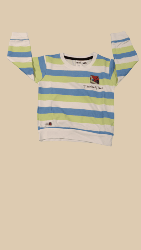 striped full-sleeve top and blue jogger-style pants D.8.30036 B.2892