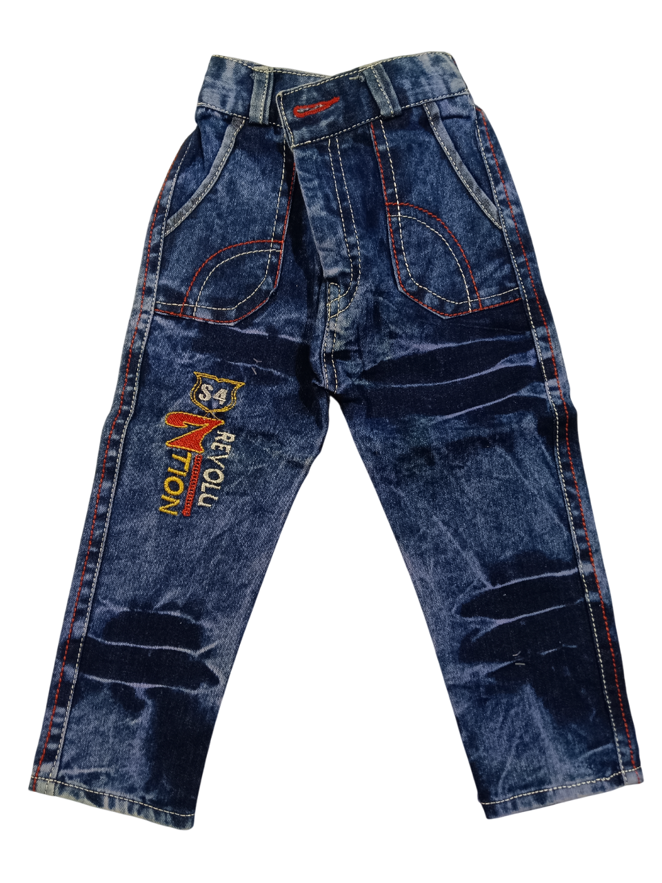 green blazer-style top and blue denim jeans. D.4/6 B.5269 green blazer-style top and blue denim jeans. D.4/6 B.5269