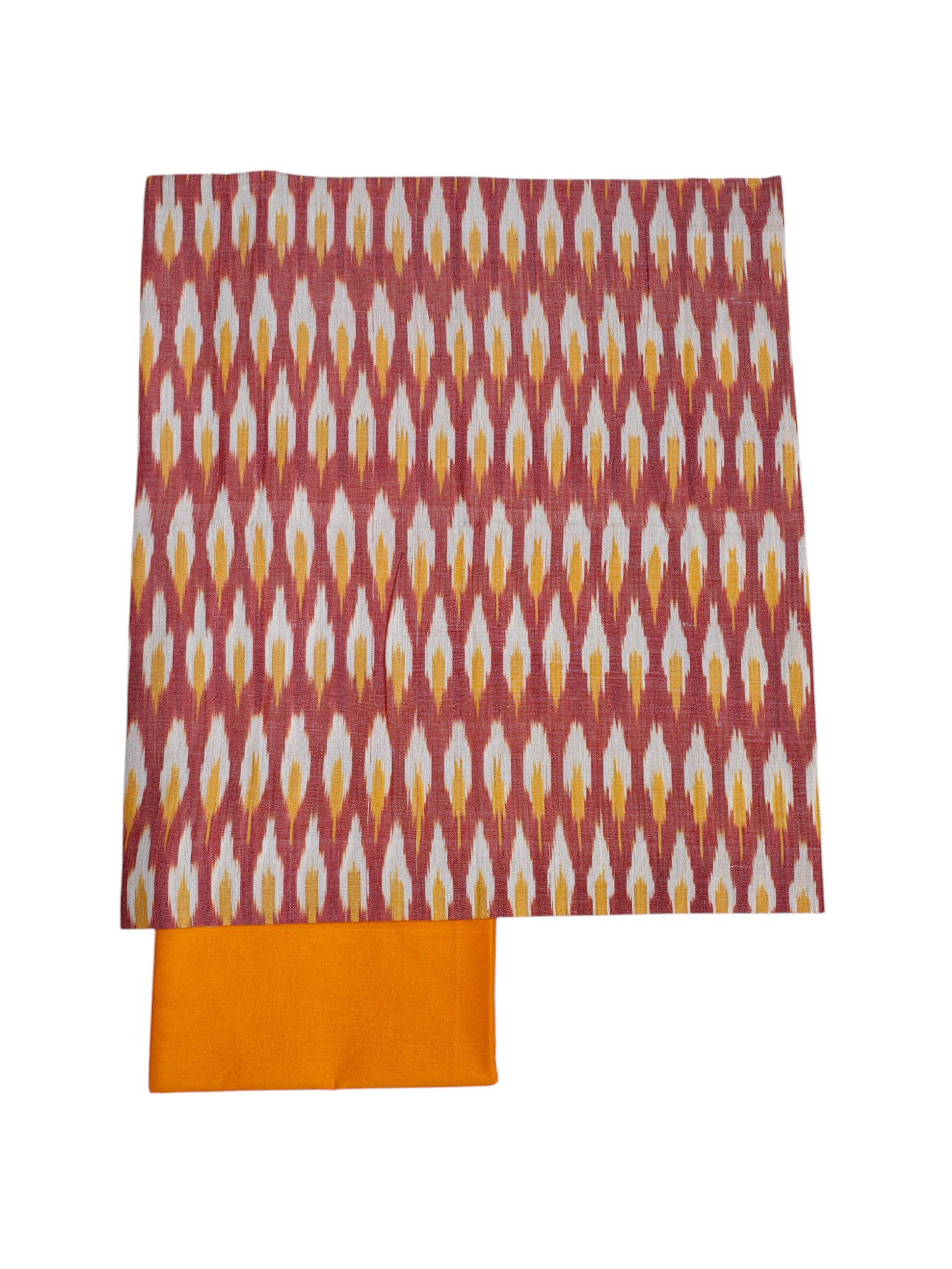 Red & Yellow Pochampally Ikkat Cotton Dress Material