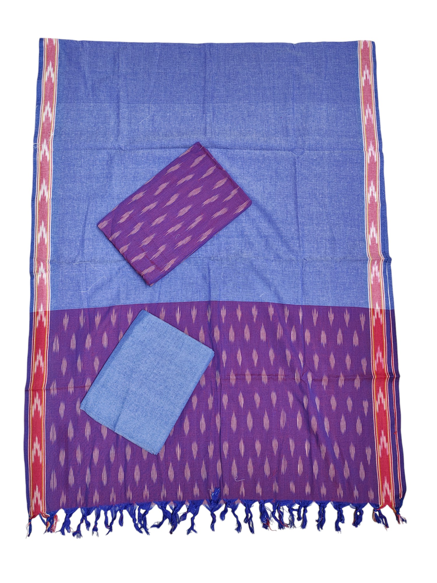 Purple Pure Cotton Ikkat Unstitched Salwar Suit Set with Dupatta