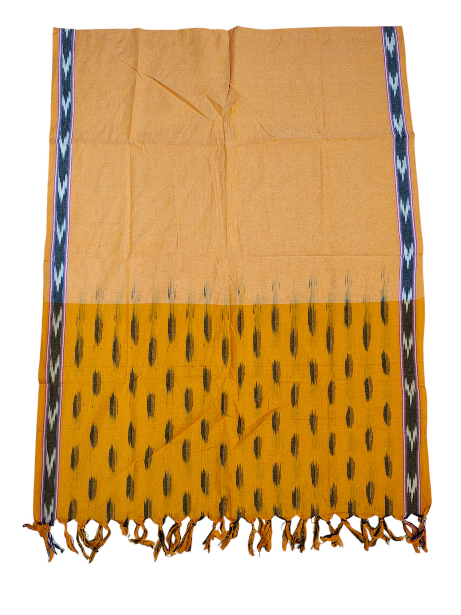 Yellow Pochampally Ikkat Cotton Unstitched Salwar Suit Set with Dupatta