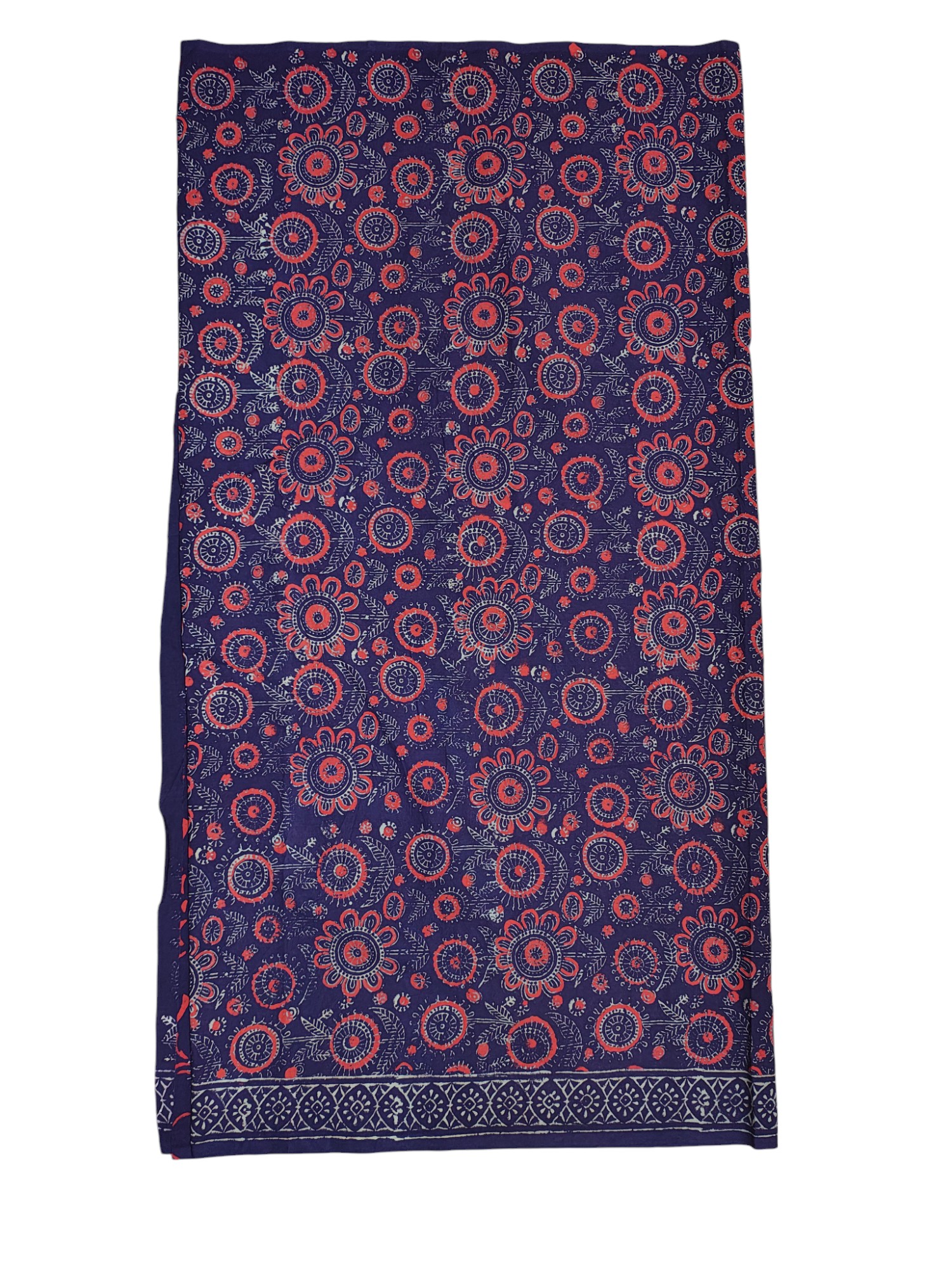 Purple Ajrakh Print Cotton Unstitched Salwar Suit Set with Linen Dupatta