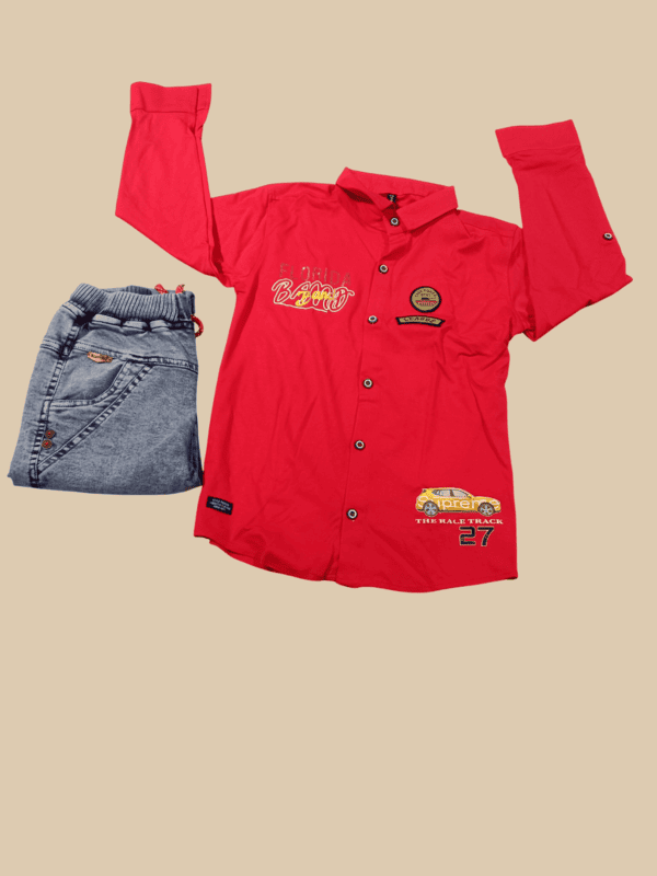 Boys’ Racing Style Shirt & Jeans Set D.3/6 B.3799