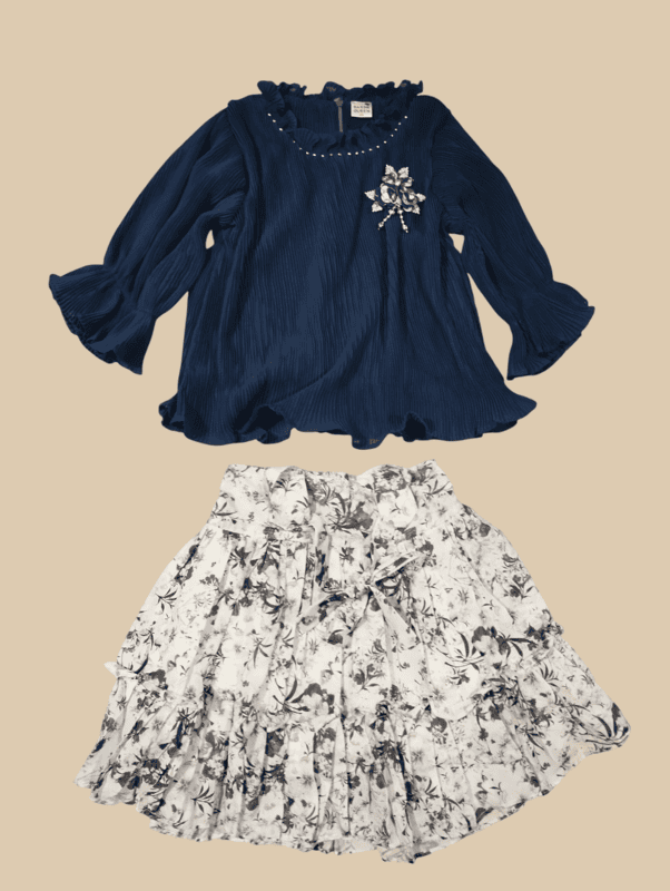 Elegant Partywear Girls' Top & Skirt Set D.8.1113 B.3693