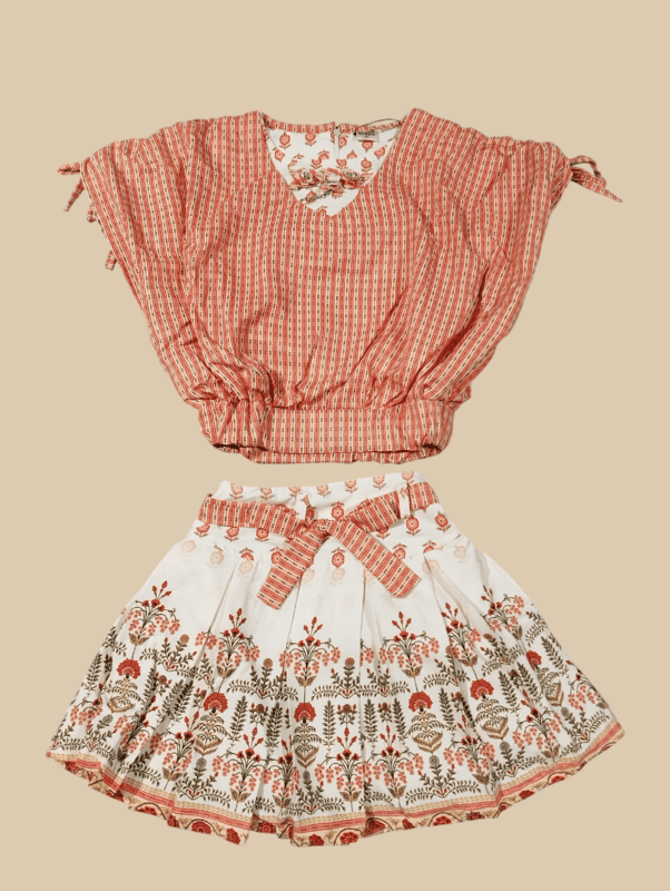 Ethnic Style Girls' Printed Top & Skirt Set D.11.1101 B.3709