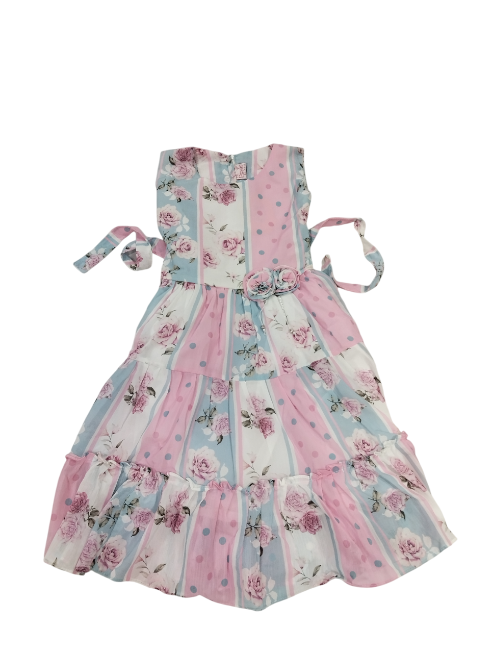 Pastel Floral & Polka Dot Layered Frock D.46.1163 B.1694 Pastel Floral & Polka Dot Layered Frock D.46.1163 B.1694