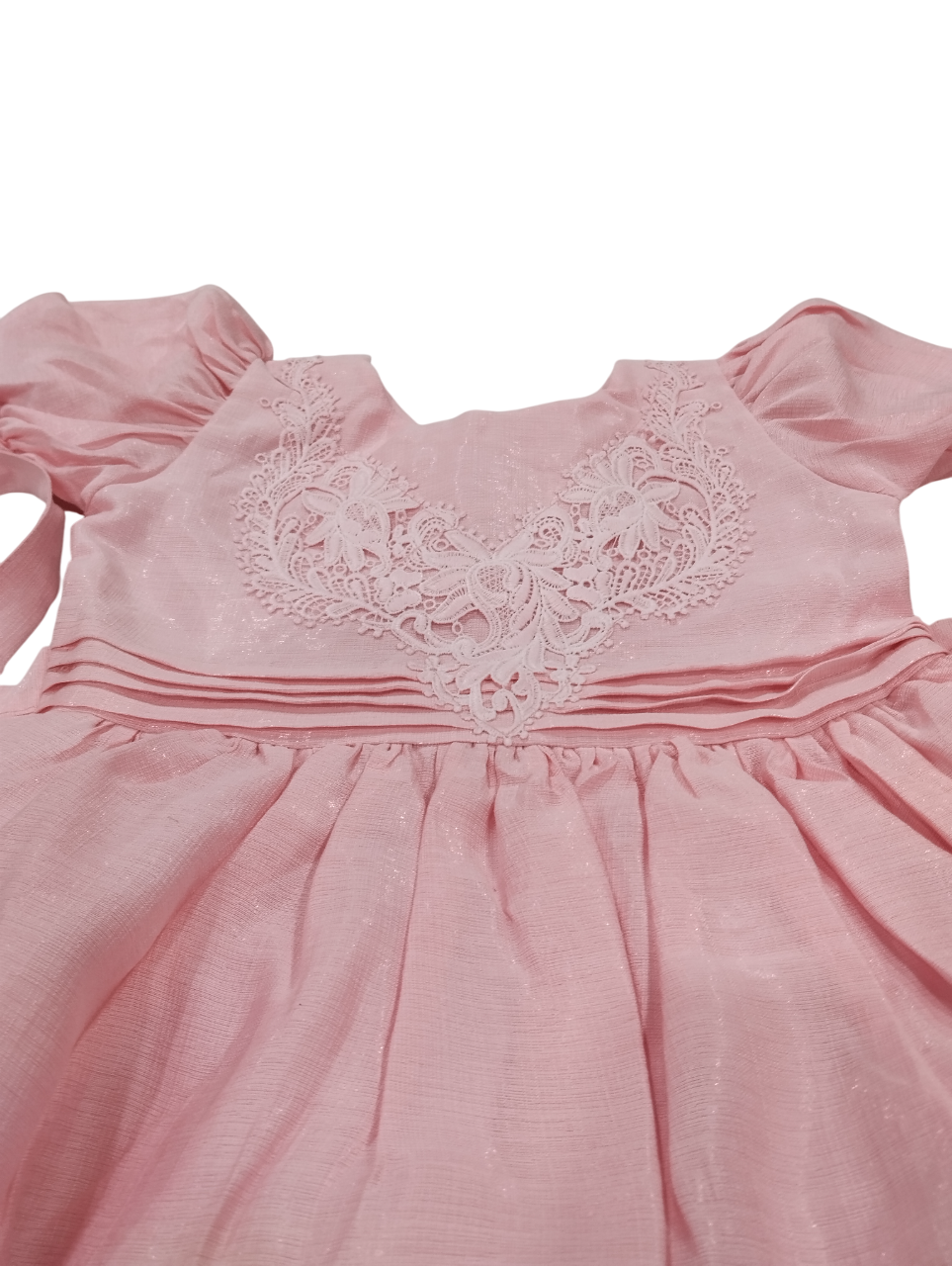 Elegant Puff-Sleeve Pink Party Frock with Embroidered Yoke D.12.1362B B.1547 Elegant Puff-Sleeve Pink Party Frock with Embroidered Yoke D.12.1362B B.1547