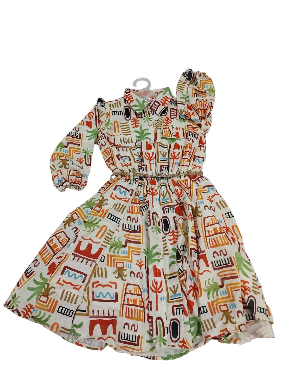 Full Sleeve Printed Cotton Frock D.40.1364 B.1676 Full Sleeve Printed Cotton Frock D.40.1364 B.1676