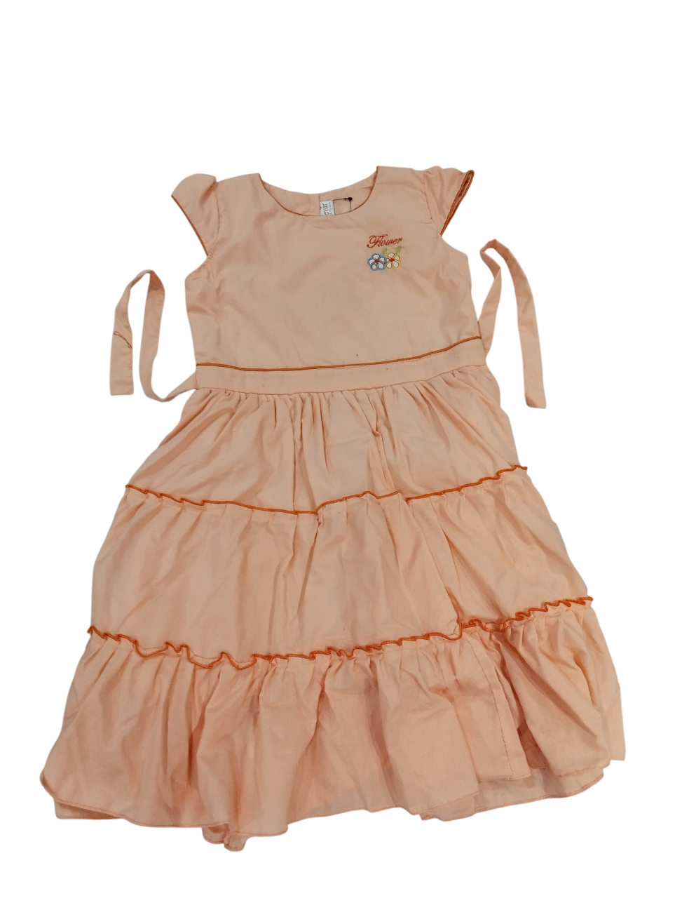 Peach Color Cotton Tiered Ruffle Dress for Girls D.25.1244C B.7902 Peach Color Cotton Tiered Ruffle Dress for Girls D.25.1244C B.7902