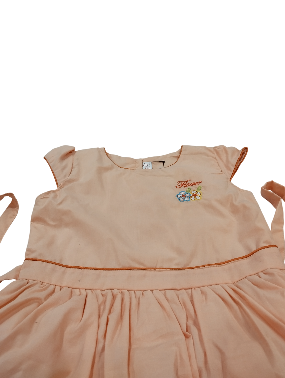 Peach Color Cotton Tiered Ruffle Dress for Girls D.25.1244C B.7902 Peach Color Cotton Tiered Ruffle Dress for Girls D.25.1244C B.7902