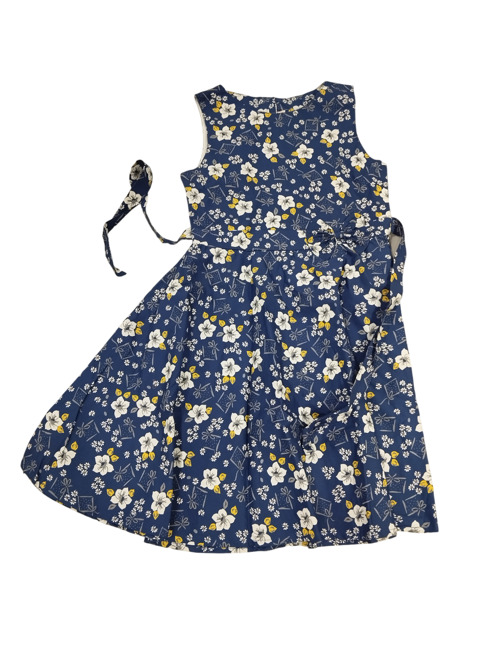 Girls’ Navy Blue Floral Printed Cotton Sleeveless Dress D.21.1241F B.7891 Girls’ Navy Blue Floral Printed Cotton Sleeveless Dress D.21.1241F B.7891
