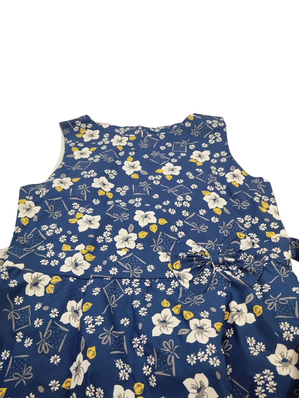 Girls’ Navy Blue Floral Printed Cotton Sleeveless Dress D.21.1241F B.7891
