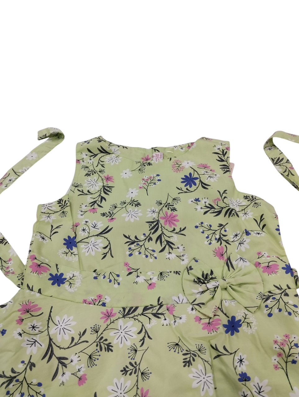 Girls’ Light Green Floral Printed Cotton Sleeveless Dress D.23.1241I B.7895